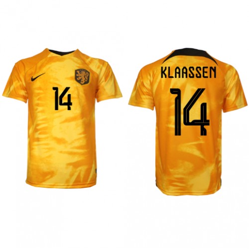 Holland Davy Klaassen #14 Replika Hjemmebanetrøje VM 2022 Kortærmet